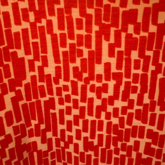 Chico's Vibrant Orange and White Geometric Blouse - Picture 2 of 5
